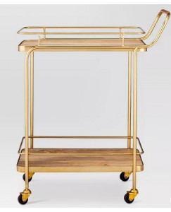 1star Metal, Wood Bar Cart - Gold